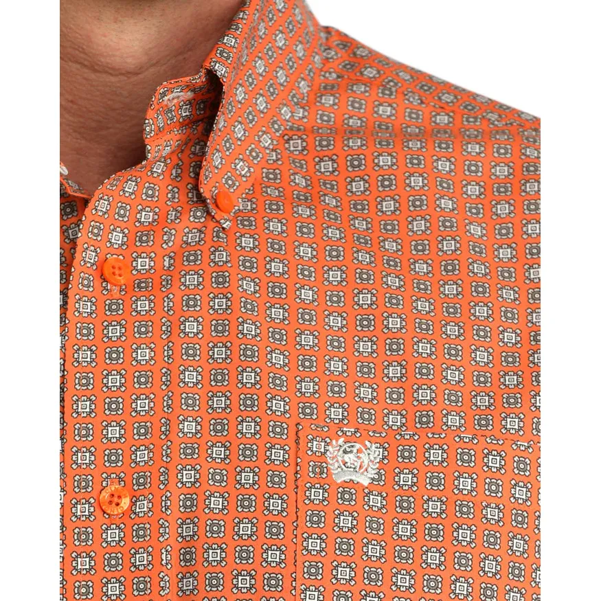 Cinch Men's Short Sleeve Western Shirt - Orange - Image 3