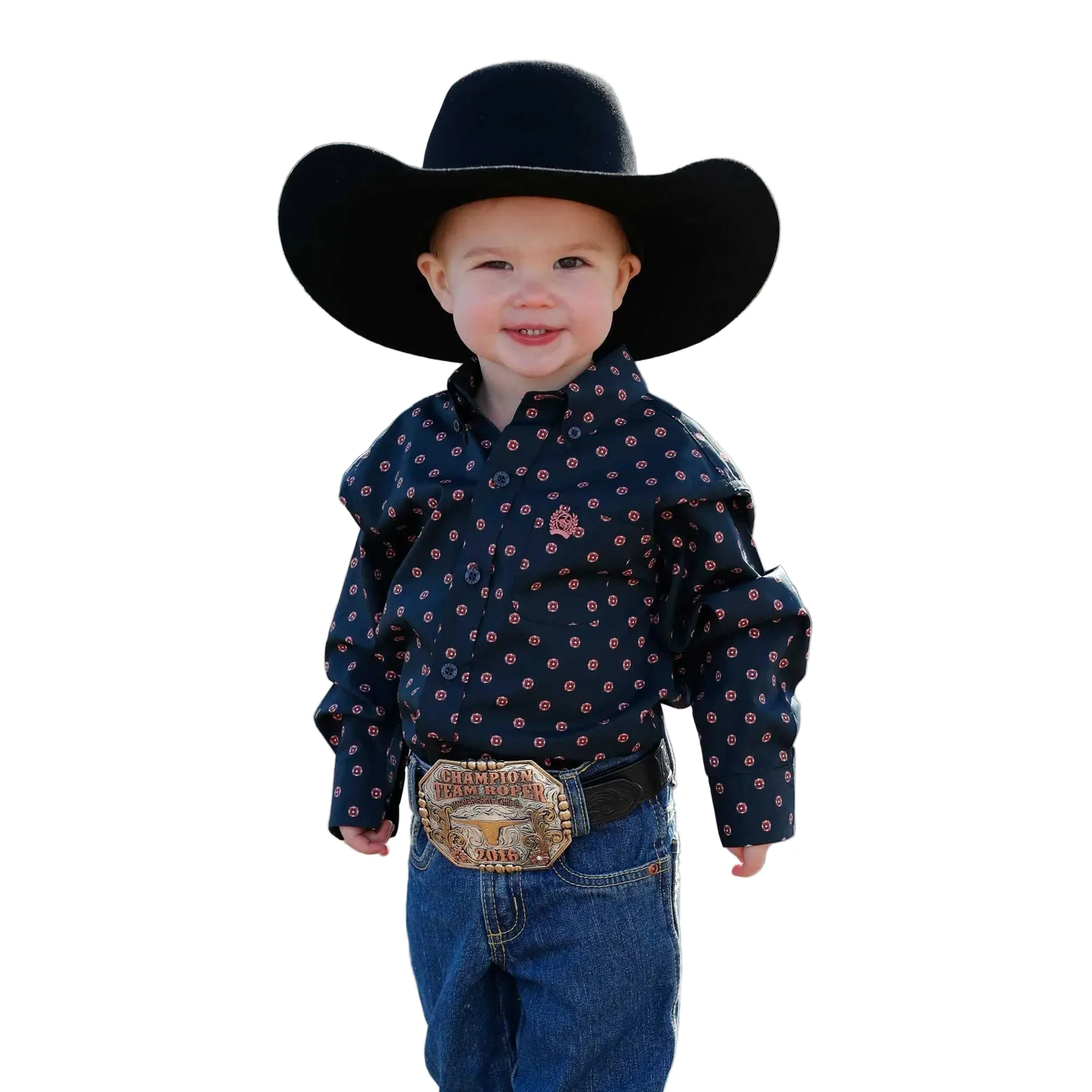 Cinch Toddler Boy's Print Long Sleeve Shirt - Navy