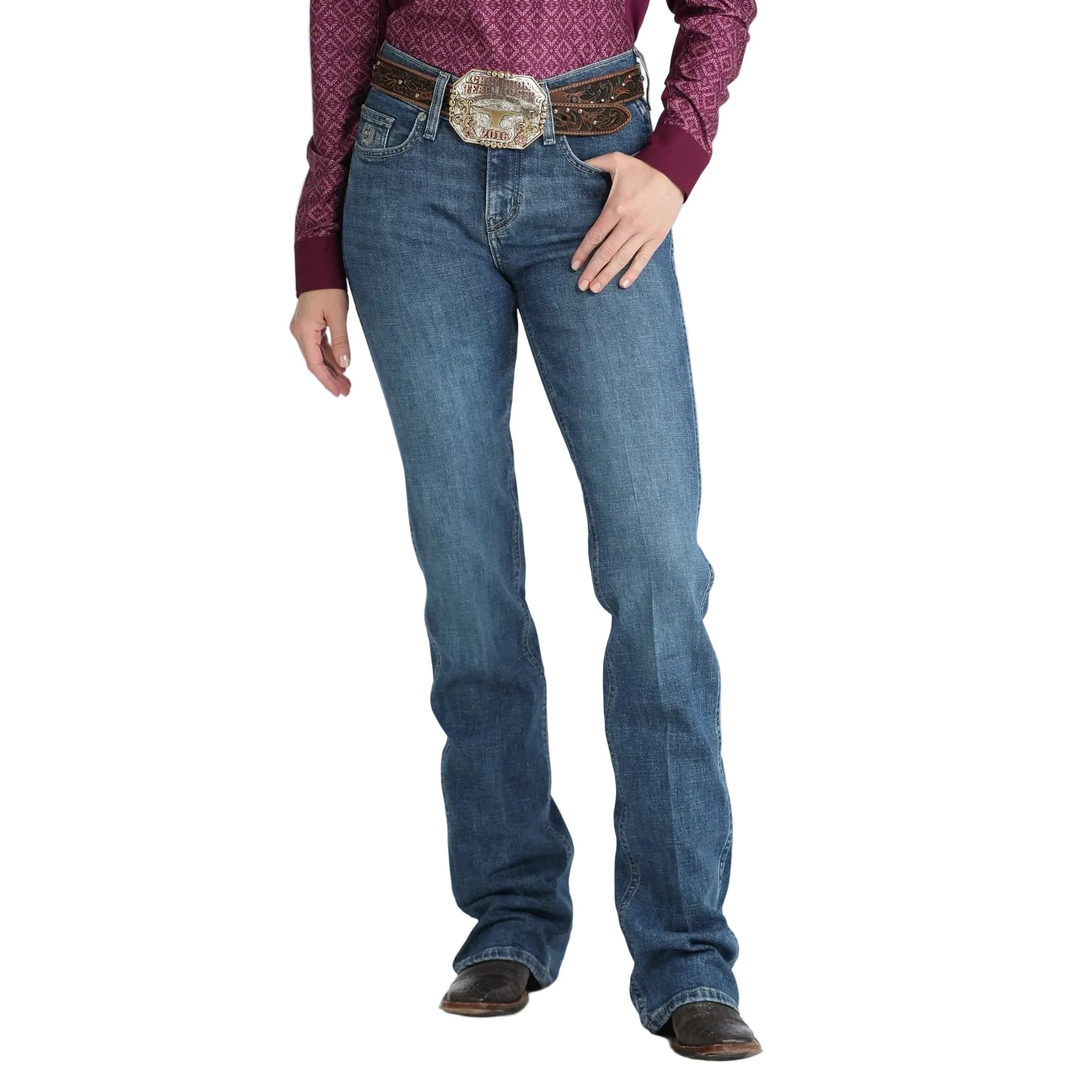 Cinch Women's Classic High Rise Boot Cut Jean - Medium Stone
