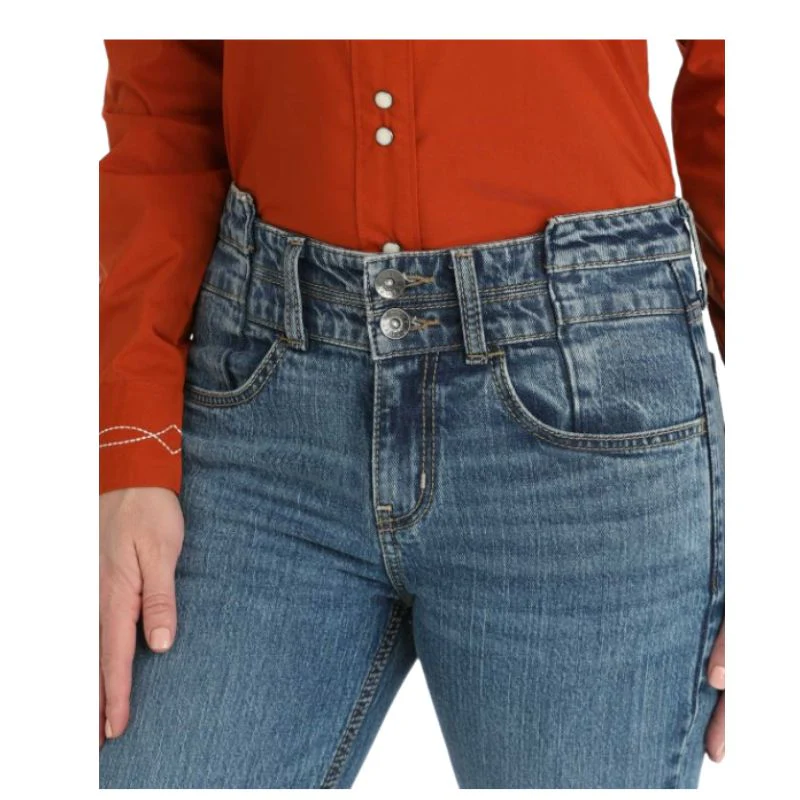 Cinch Women's Hannah Slim Fit Boot Cut Jeans- Medium Stone - Image 2