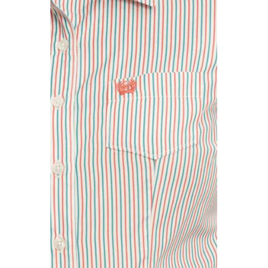 Cinch Women's Long Sleeve Shirt - Red Blue Stripes - Image 3