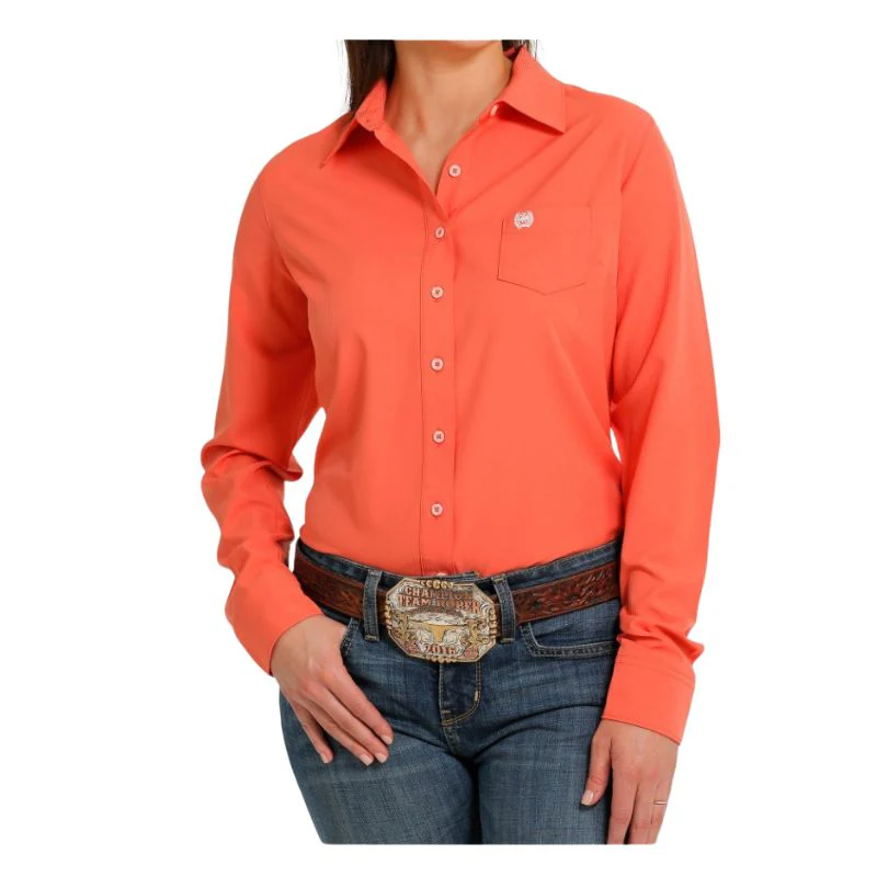 Cinch Women's LS Arenaflex Shirt - Coral - Image 2