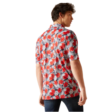 Ariat Men's All Over Short Sleeve Polo- Navy - Image 2