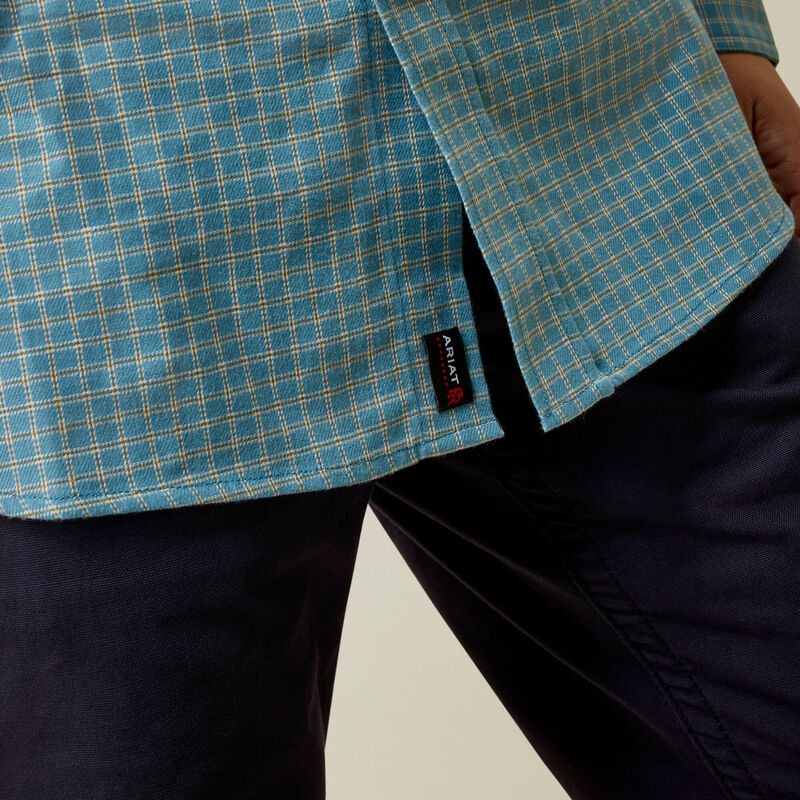 Ariat Men's Fire Resistant Edwards Snap Work Shirt- Storm Blue - Image 4