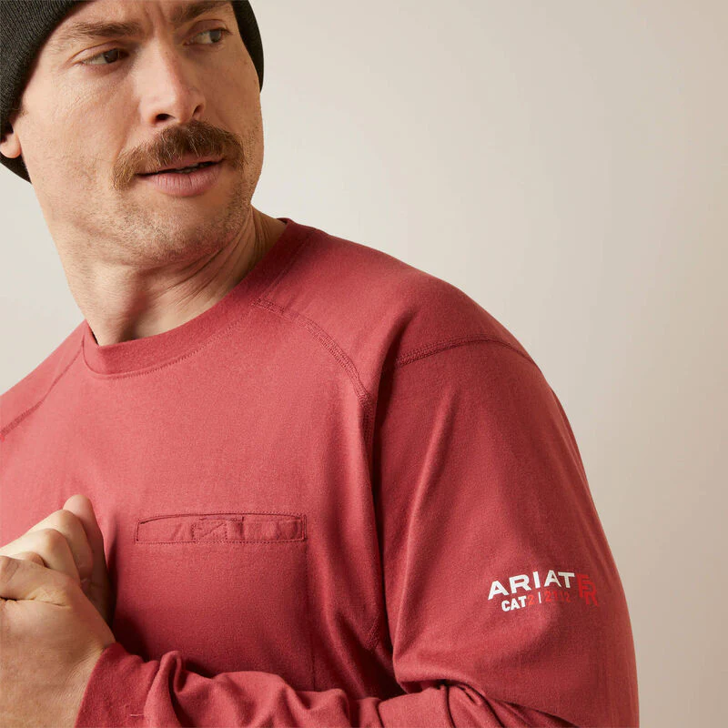 Ariat Men's Fire Resistant Air Crew T-Shirt - Brick Red - Image 2