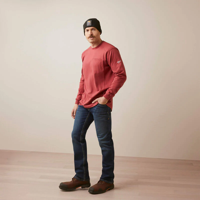 Ariat Men's Fire Resistant Air Crew T-Shirt - Brick Red - Image 5