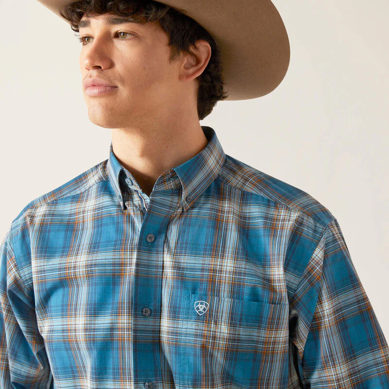 Ariat Men's Pro Series Geron Classic Fit Long Sleeve Western Shirt - Rush Of Blue - Image 3