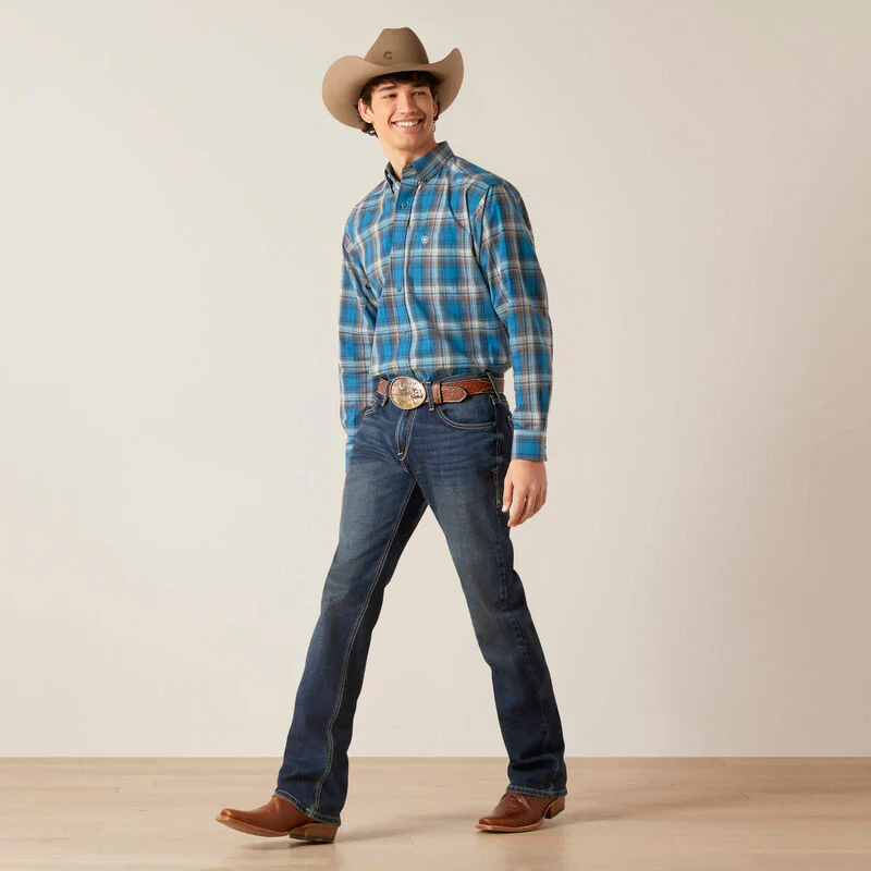 Ariat Men's Pro Series Geron Classic Fit Long Sleeve Western Shirt - Rush Of Blue - Image 6