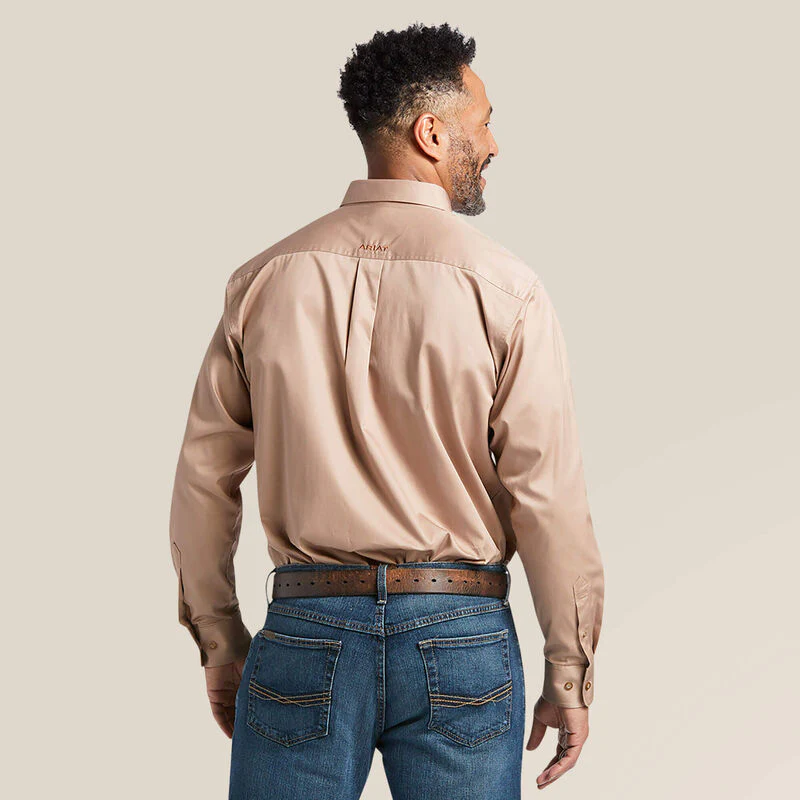 Ariat Men's Solid Twill Classic Fit Long Sleeve Shirt - Khaki - Image 2
