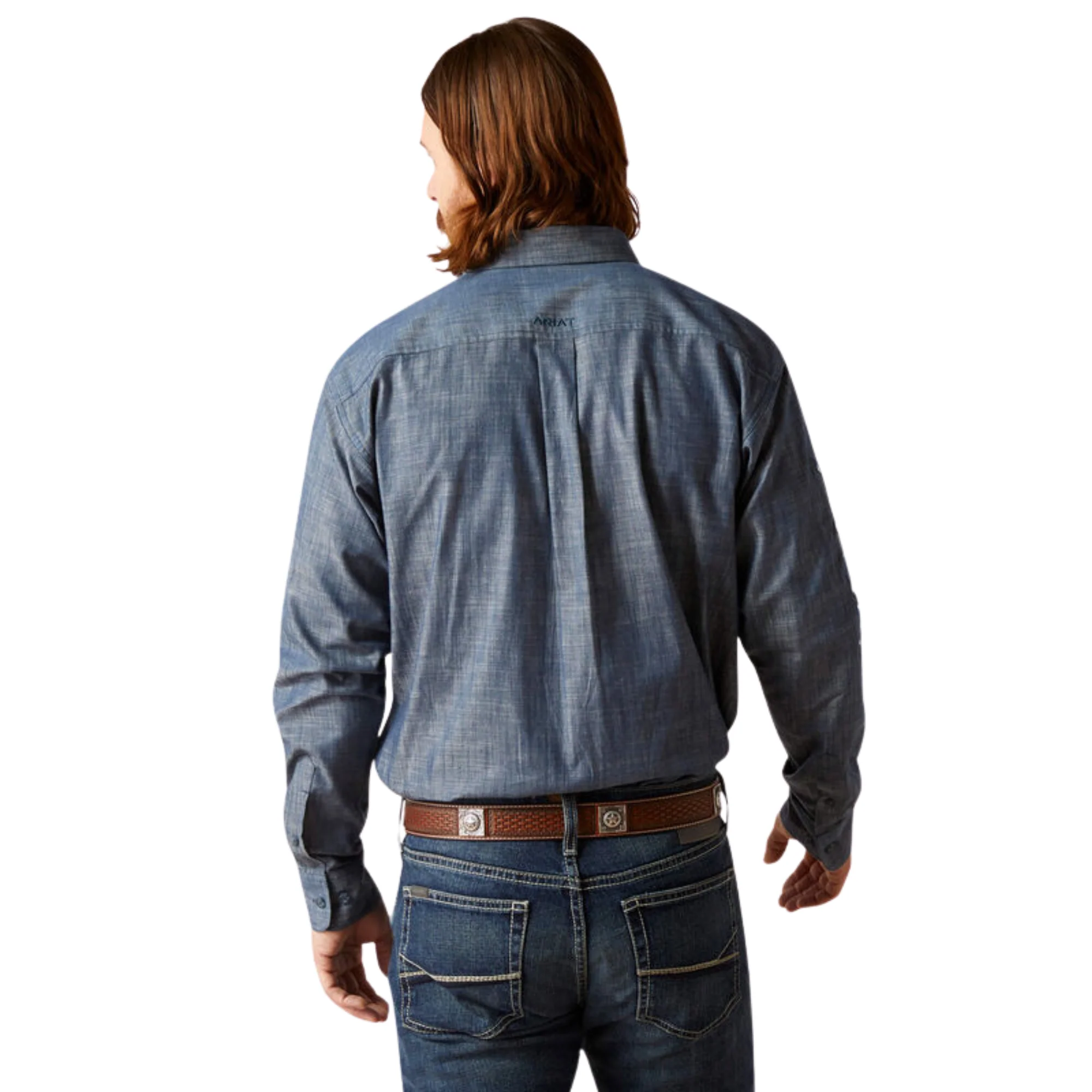 Ariat Men's Team Logo Chambray Classic Fit Shirt- Blue Chambray - Image 2