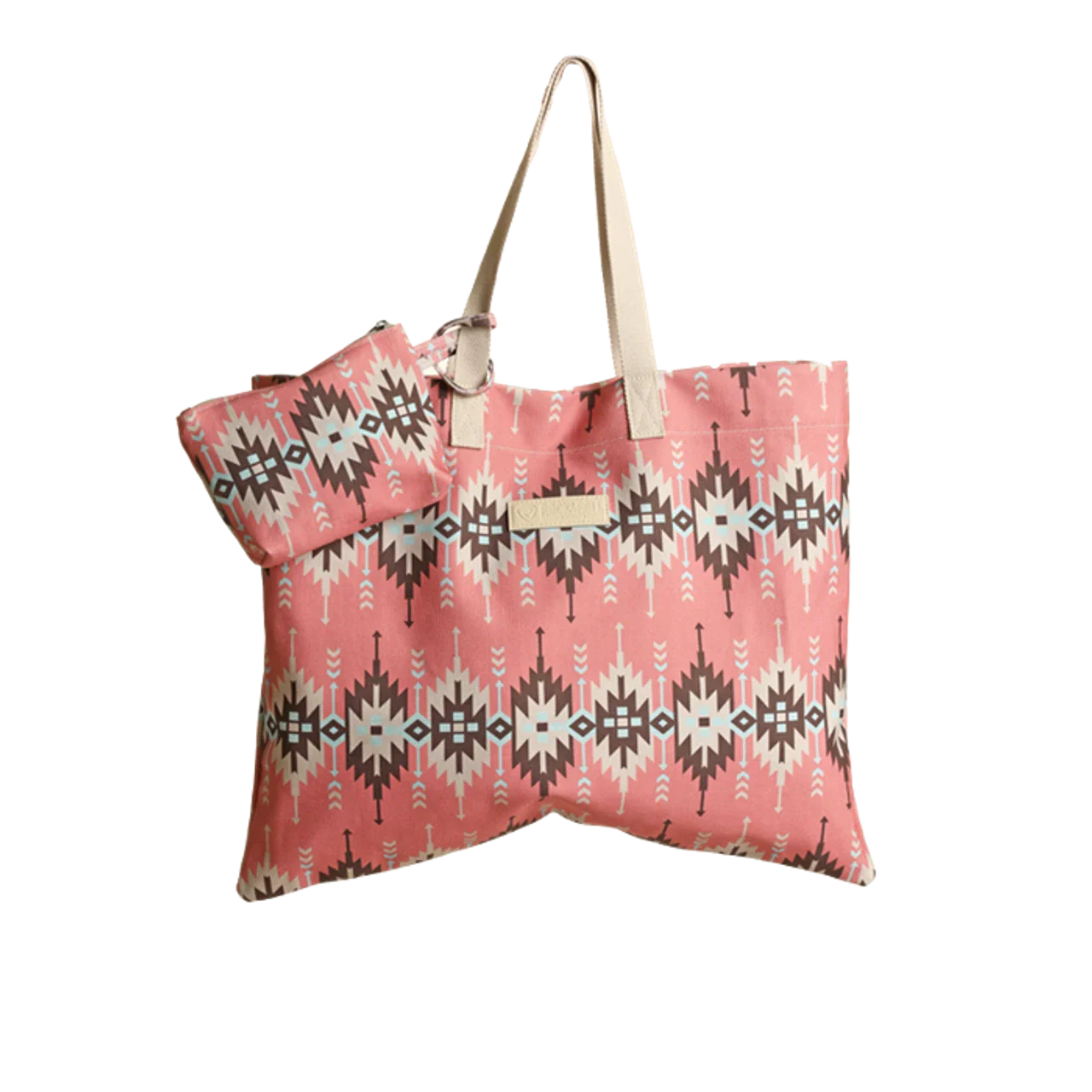 Rock & Roll 14oz Canvas Bag w/Woven Strap & Matching Clutch - Baby Pink - Image 2