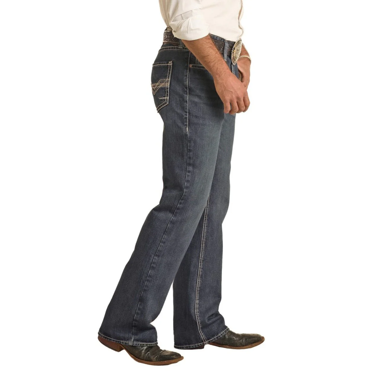 Rock & Roll Men's Relaxed Fit Bootcut Jeans - Dark Vintage - Image 3