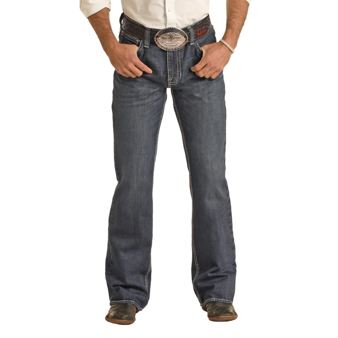 Rock & Roll Men's Relaxed Fit Bootcut Jeans - Dark Vintage - Image 4