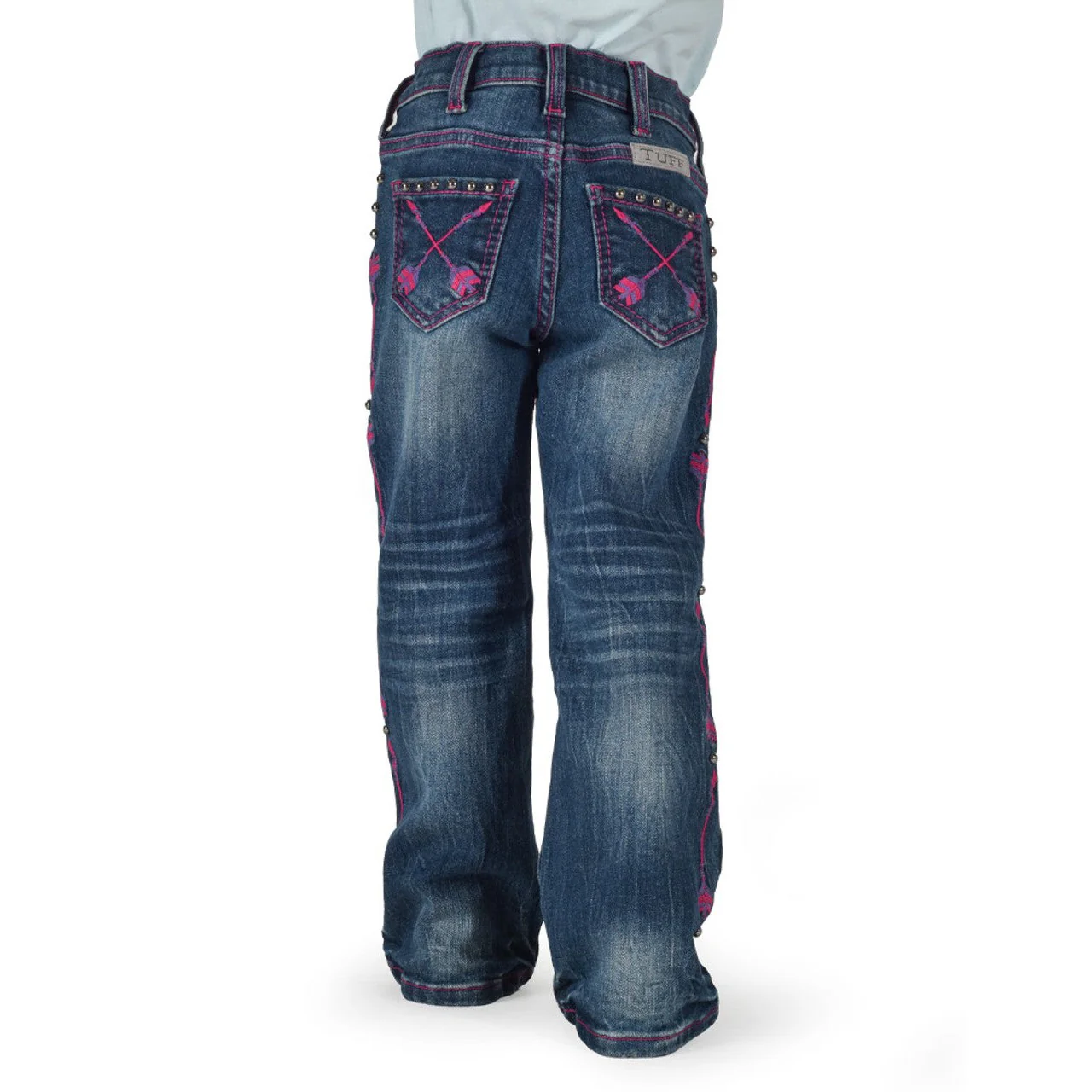Cowgirl Tuff Girl's Pink Arrows Bootcut Jeans - Medium Wash - Image 3
