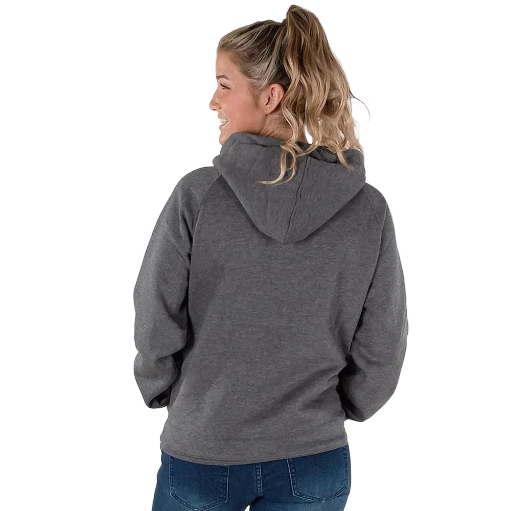Cowgirl Tuff  Floral Longhorn Skull Print Hooded Sweatshirt - Charcoal/Gray - Image 2