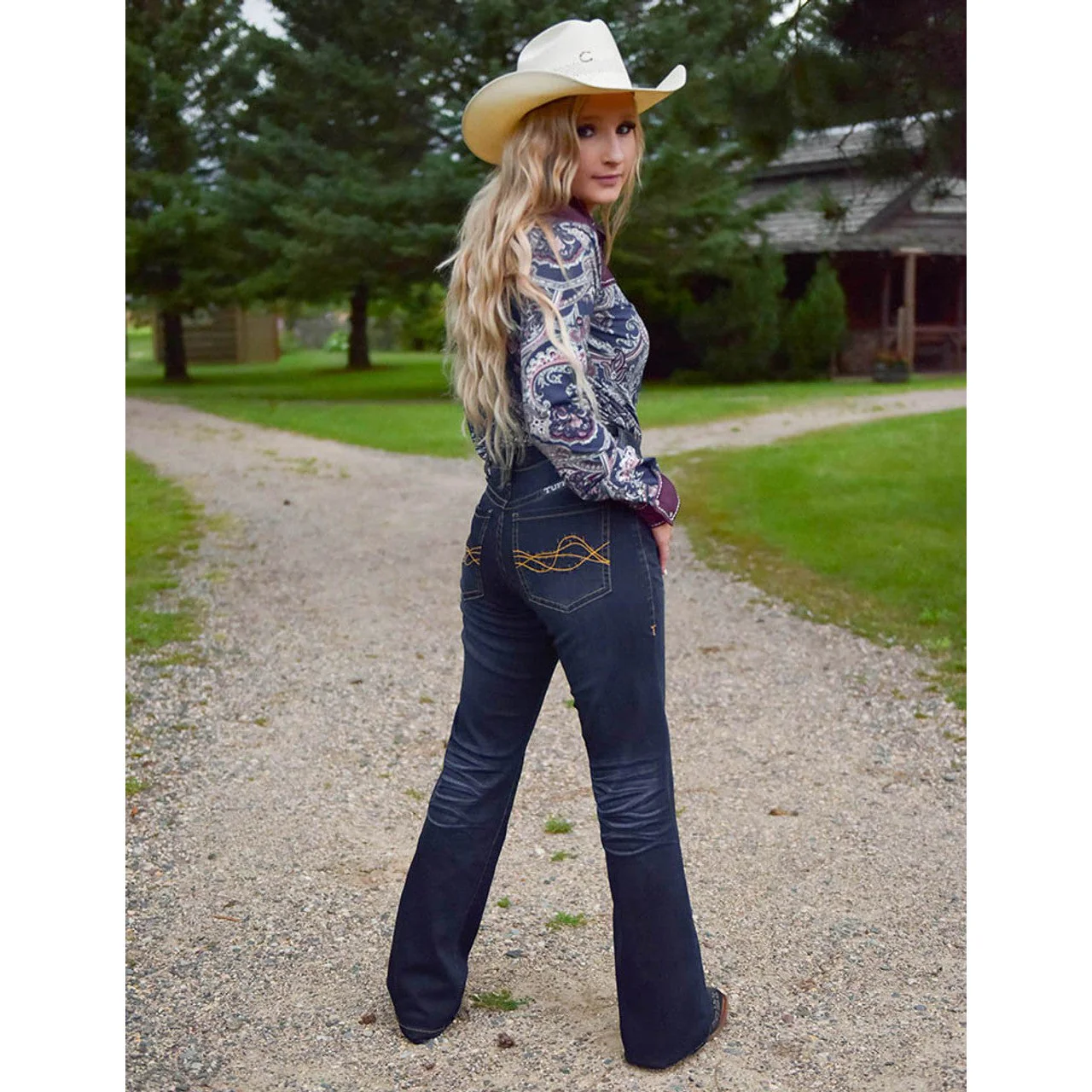 Cowgirl Tuff Women's Platinum Bootcut Jean - Dark Wash - Image 5