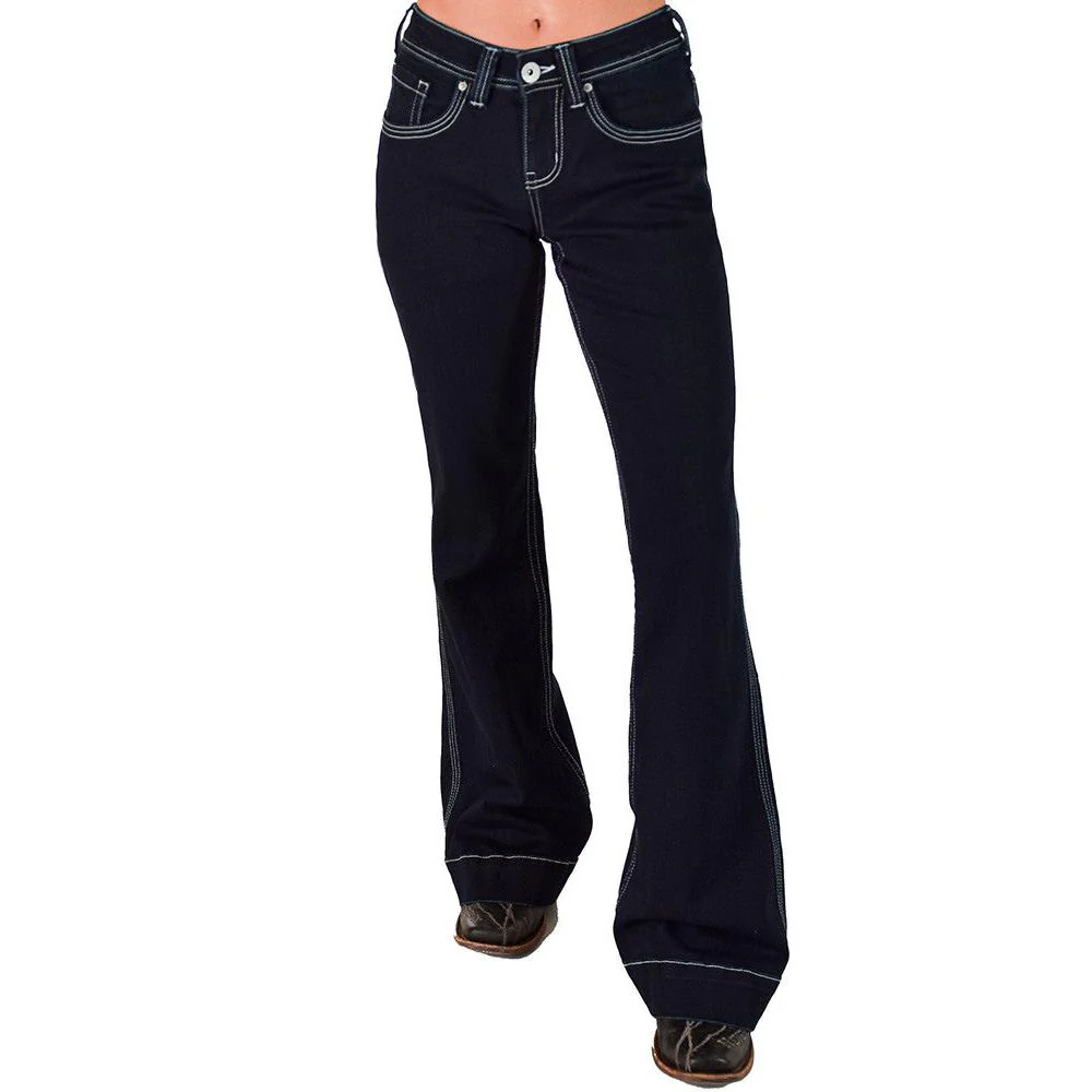 Cowgirl Tuff Women's Swirl Bootstitch Trouser Jeans - Dark Wash - Image 2