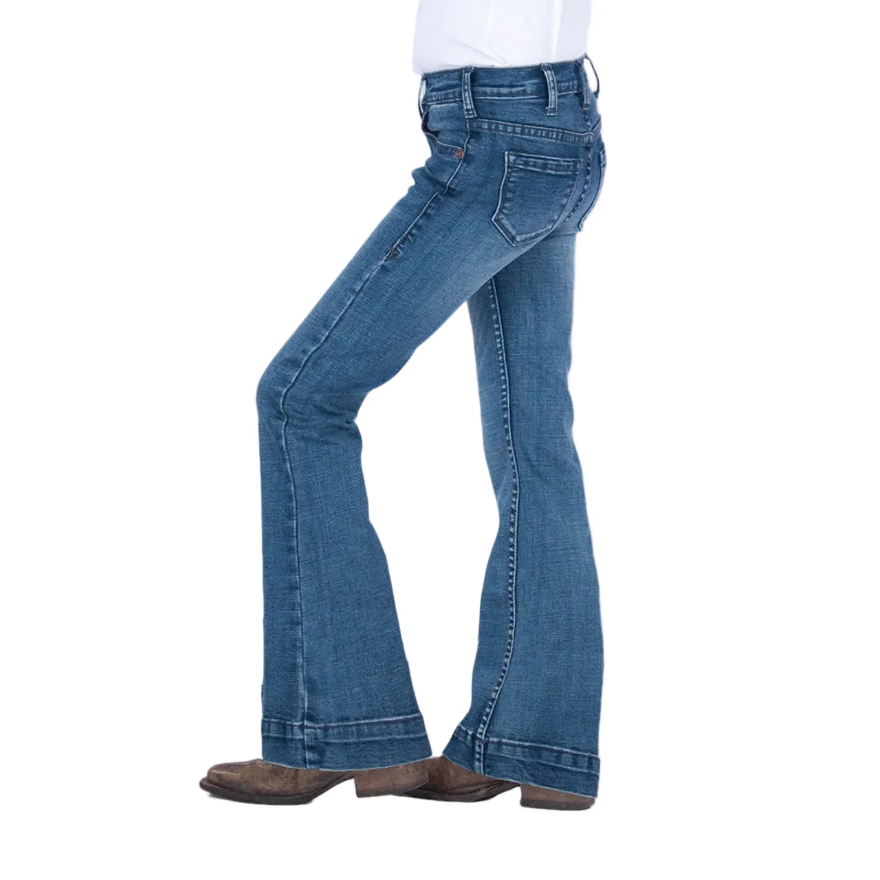 Cowgirl Tuff Girl's Trouser Jeans - Medium Wash - Image 4