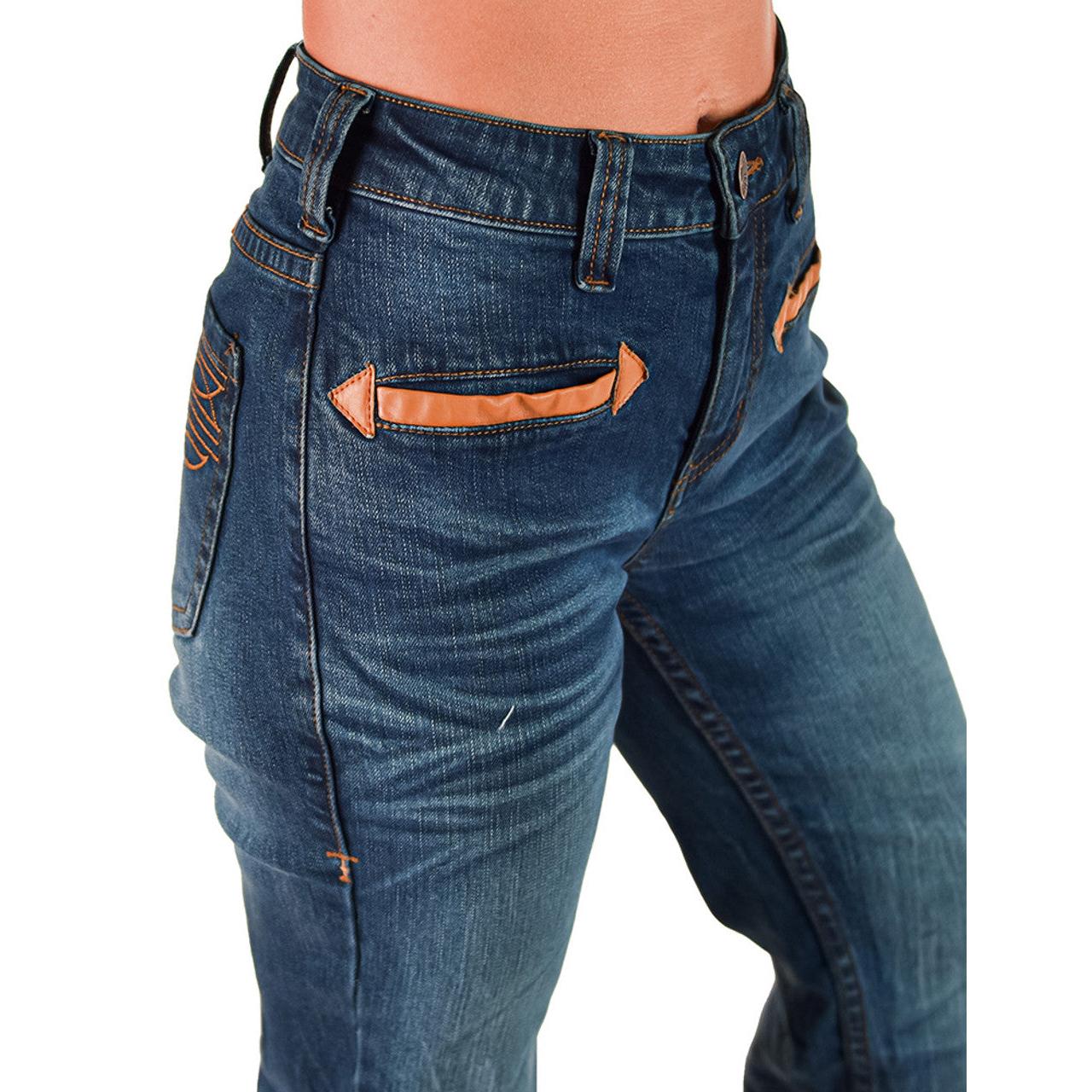 Cowgirl Tuff Women's Western Bootstitch Trouser Jeans- Medium Wash - Image 5