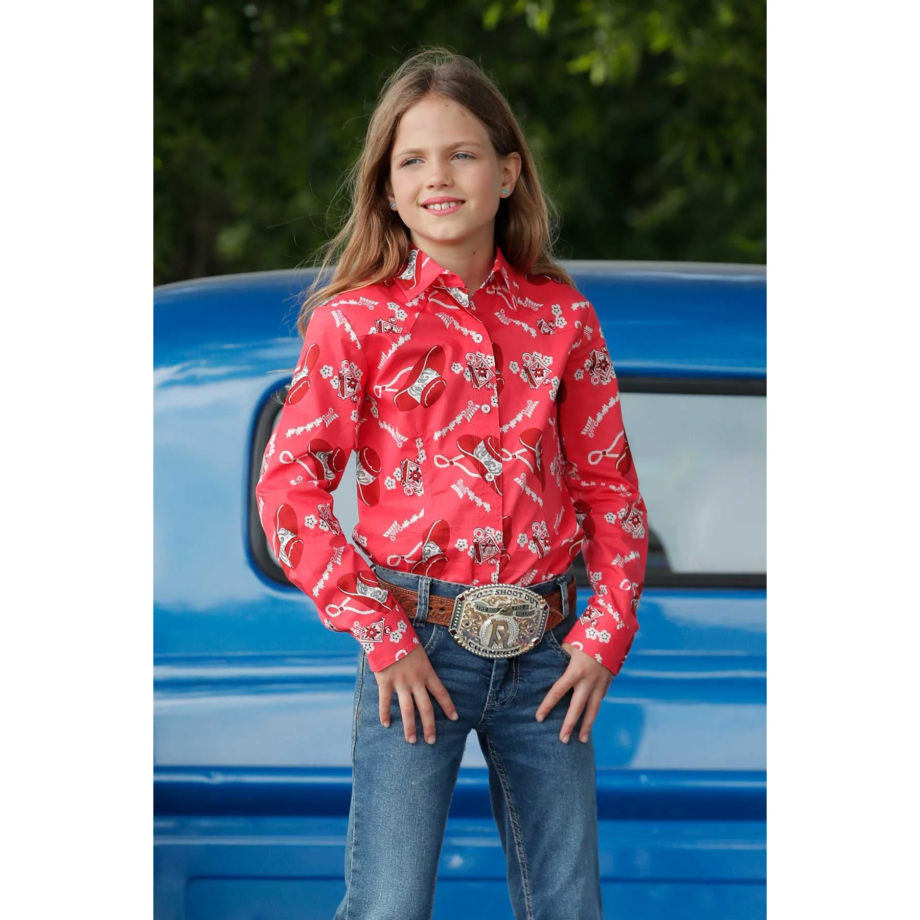 Cruel Girl Girl's Long Sleeve Print - Coral