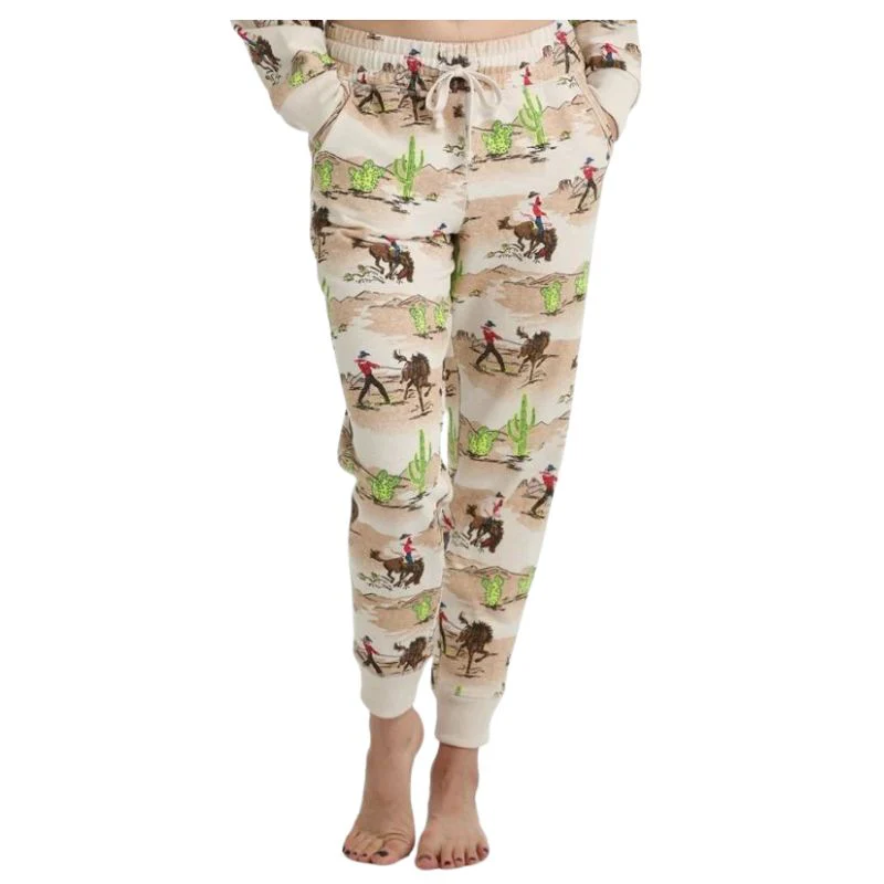 Cruel Women's Western Bronc Print Jogger-Cream