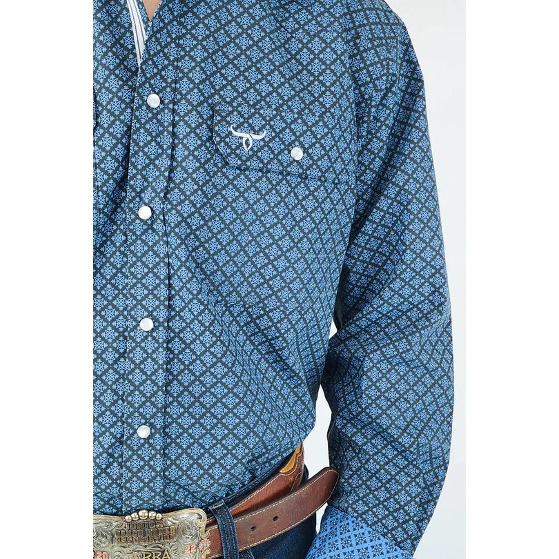 Drover Men's Signature Series Classic Fit Bandero Snap Shirt - Slate Grey & Blue - Image 2