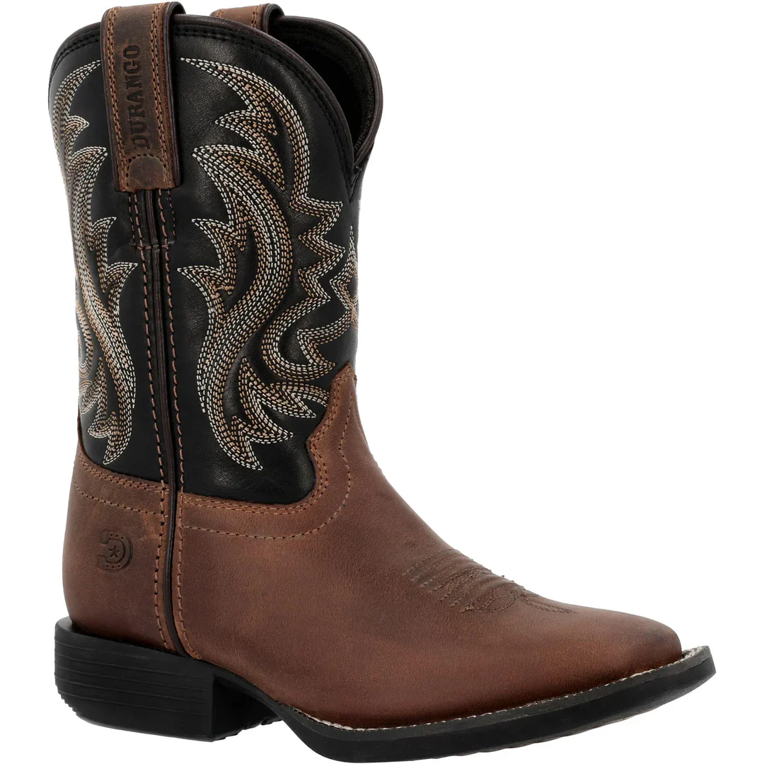 Durango Big Kids 8" Shyloh Square Toe Western Boot - Brawny Brown/Black Onyx