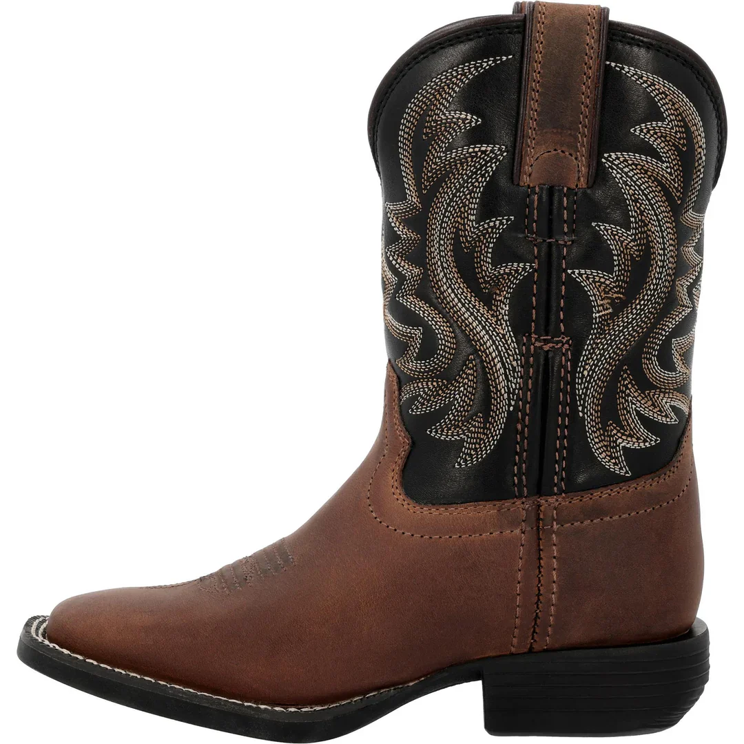 Durango Big Kids 8" Shyloh Square Toe Western Boot - Brawny Brown/Black Onyx - Image 2