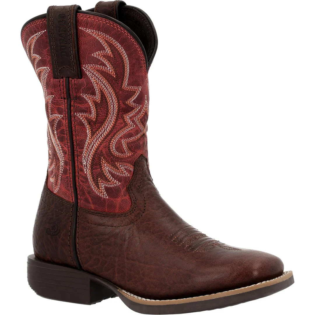 Durango Little Kids Shyloh 8" Square Toe Boot - Mahogany/Dynamite Red