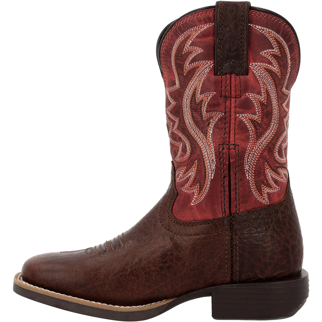 Durango Little Kids Shyloh 8" Square Toe Boot - Mahogany/Dynamite Red - Image 2
