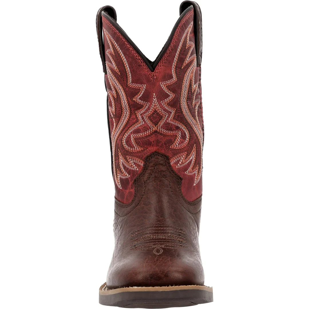 Durango Little Kids Shyloh 8" Square Toe Boot - Mahogany/Dynamite Red - Image 3