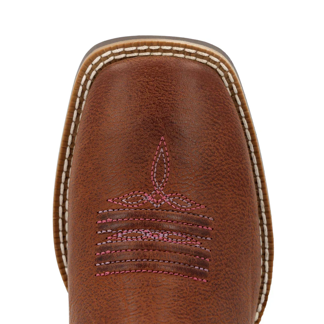 Durango Little Kids Shyloh 8" Square Toe Western Boot - Rusty Brown/ Dusty Rose - Image 5