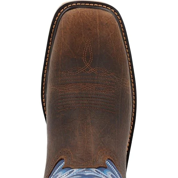 Durango Men's Brown 11" Western Worn Saddle and Denim Blue Boots - Image 3