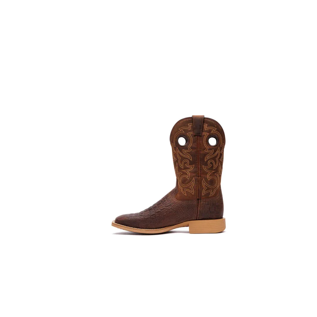 Durango Men's Shyloh 11" Square Toe Pullhole Western Boots - Brown/Croco - Image 2