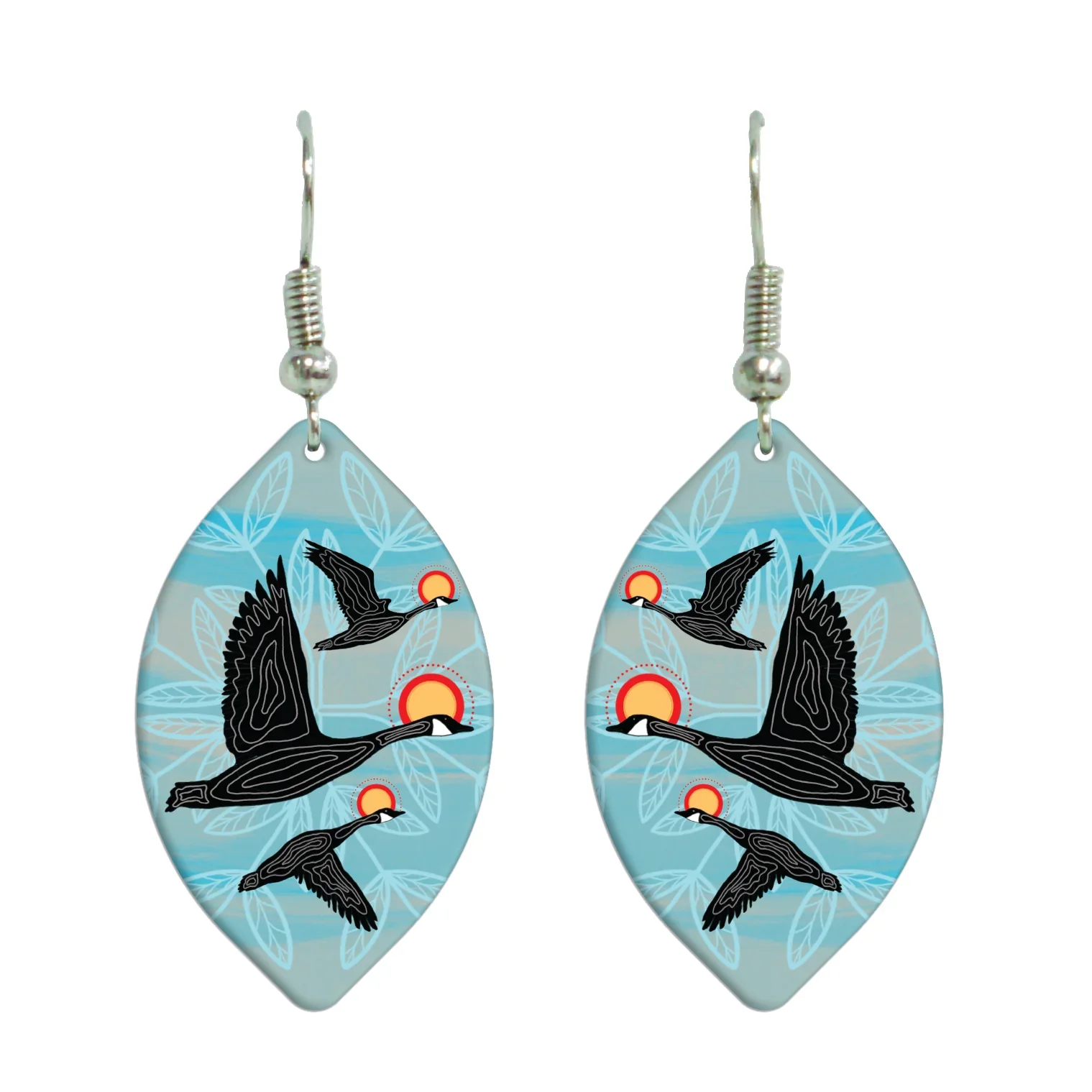 Eruoma Awashish Niskak Geese Gallery Collection Earrings - Blue