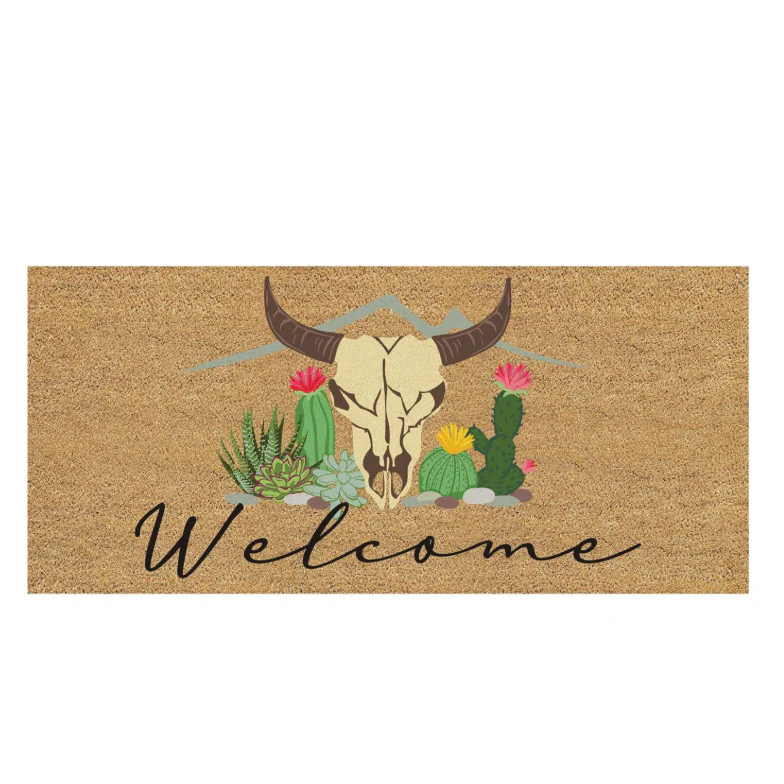 Evergreen Longhorn Flocked Coir Sassafras Door Mat-10 x 22