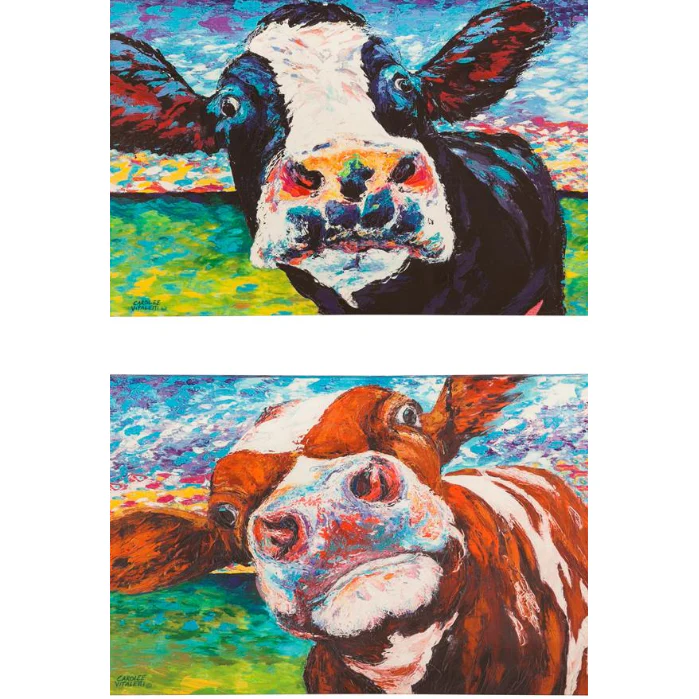 Evergreen Petal & Plow Curious Cow Set Wall Decor - 36 x 24