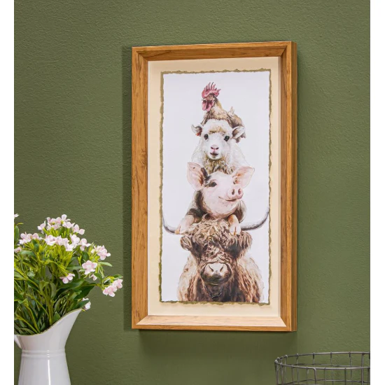 Evergreen Petal & Plow Stacked Farm Animal Canvas- 10 x 18