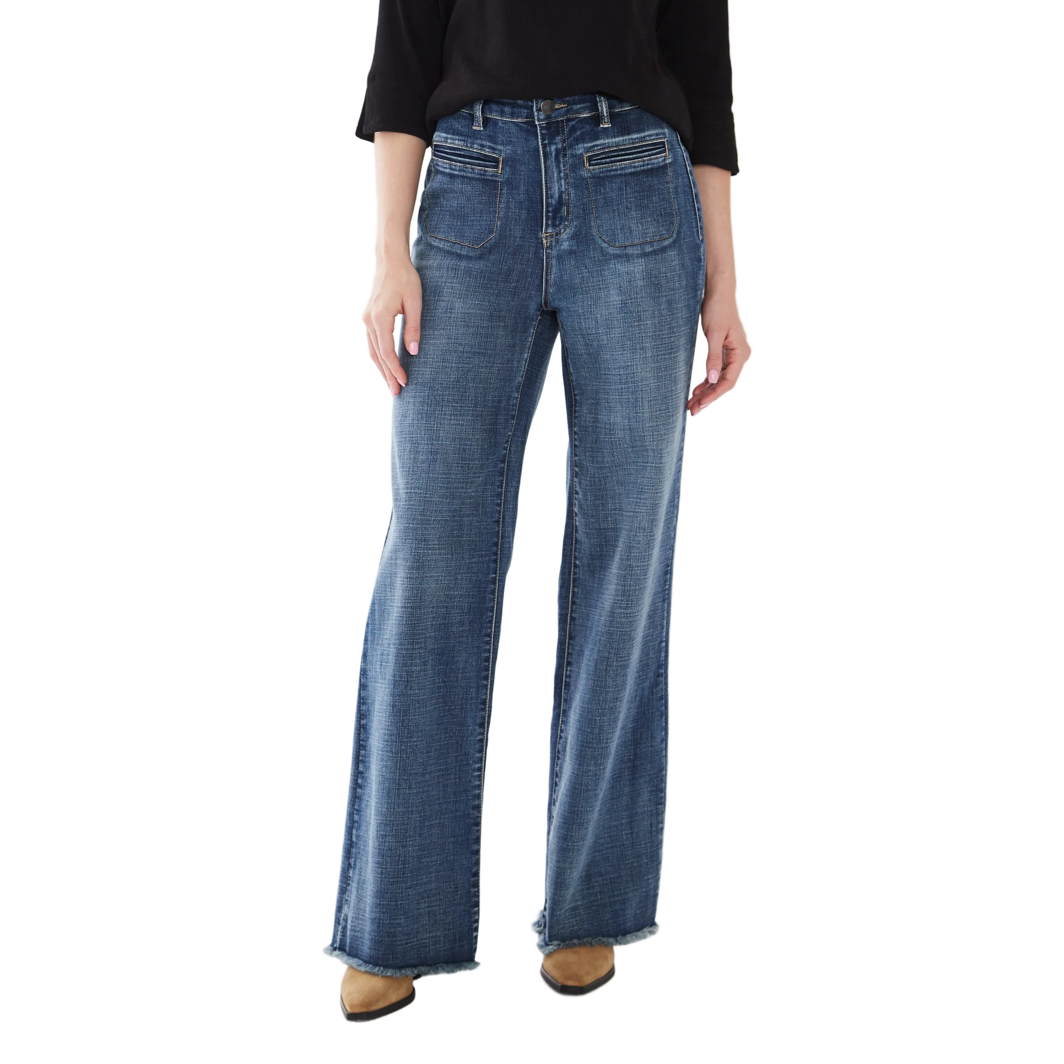 FDJ Women's Suzanne Wide Leg Jeans - Medium Dark Wash