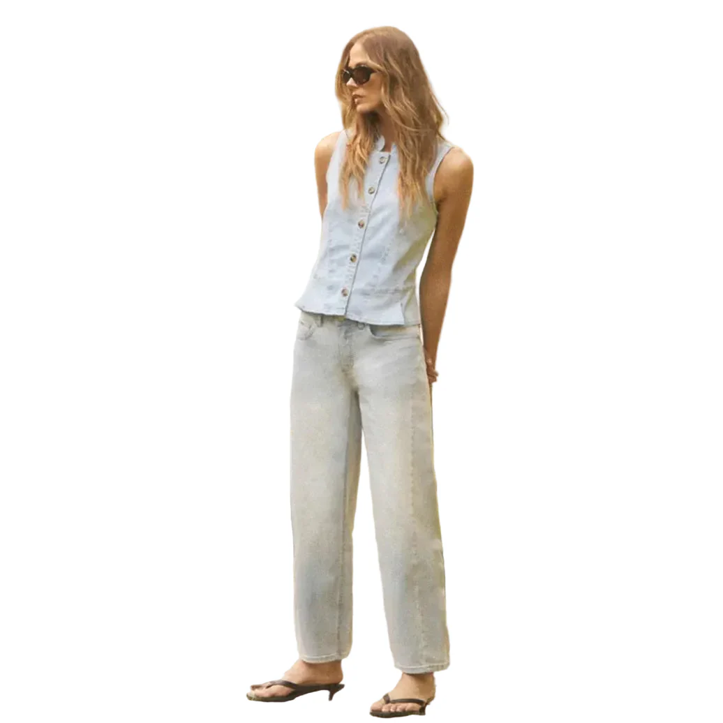 FDJ Women's Button Up Vest - Light Blue