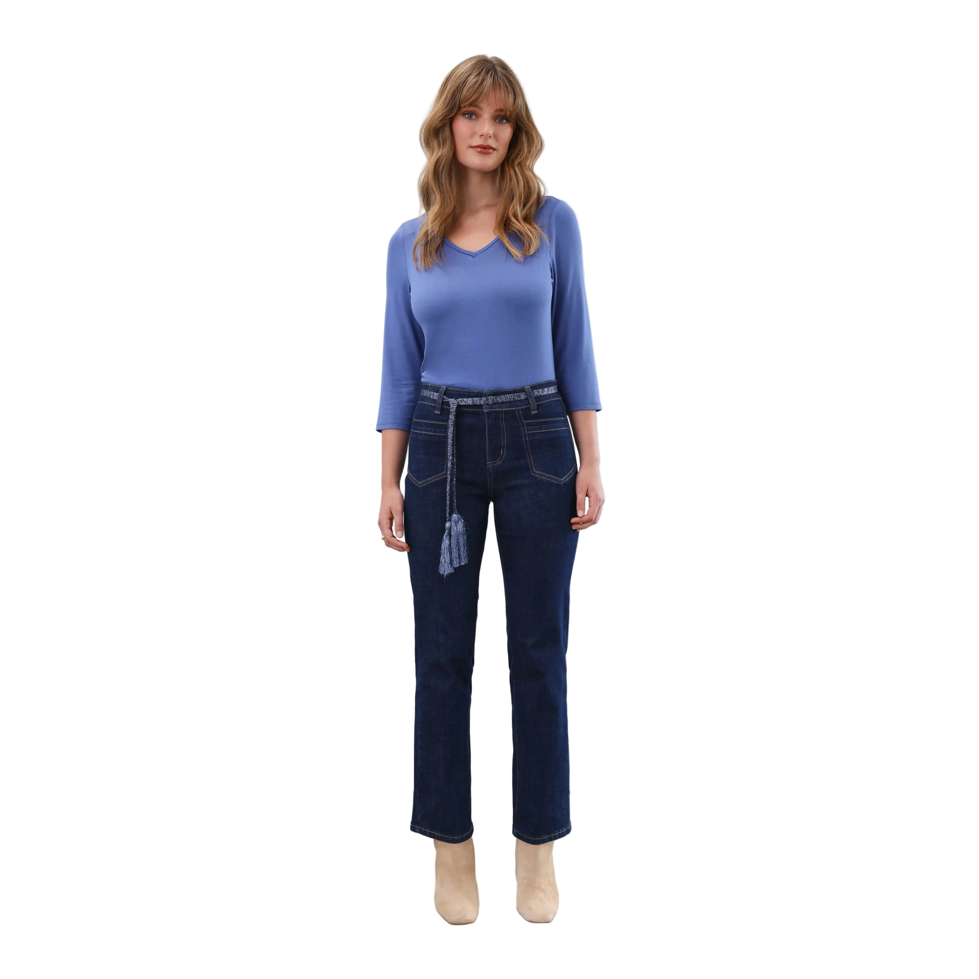 FDJ Women's Christina Straight Ankle Denim Jeans - Dark Rinse