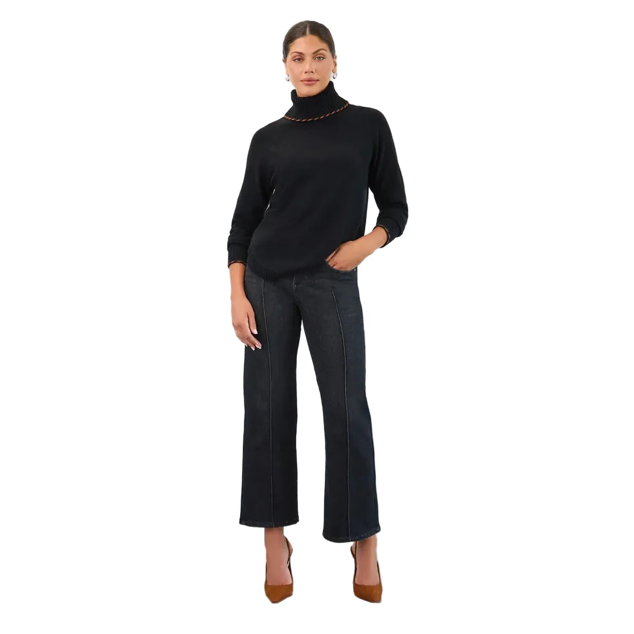 FDJ Women's Long Sleeve Cowl Neck Sweater - Black - Image 3