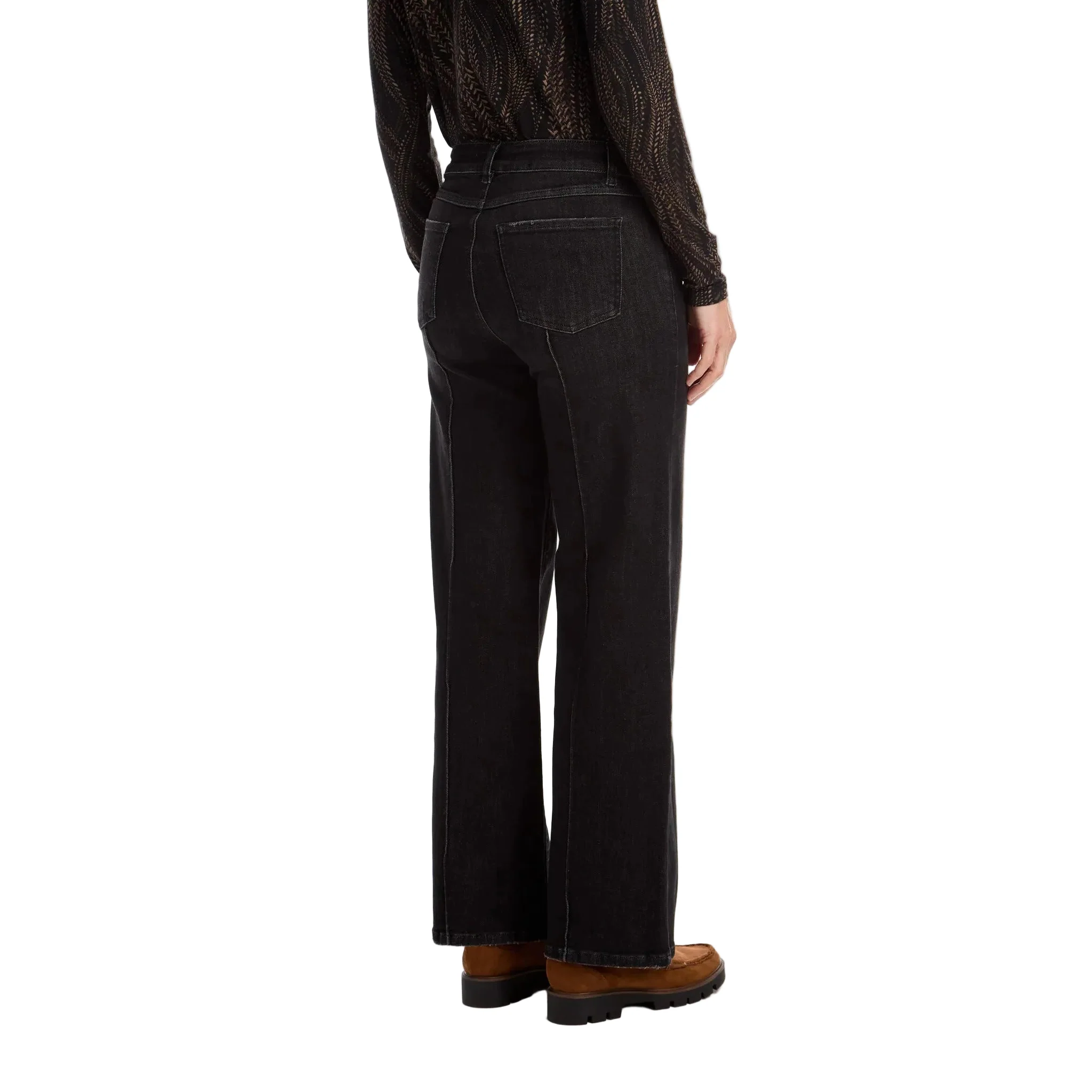 FDJ Women's Olivia Pintuck Wide Leg Jeans- Black Wash - Image 2