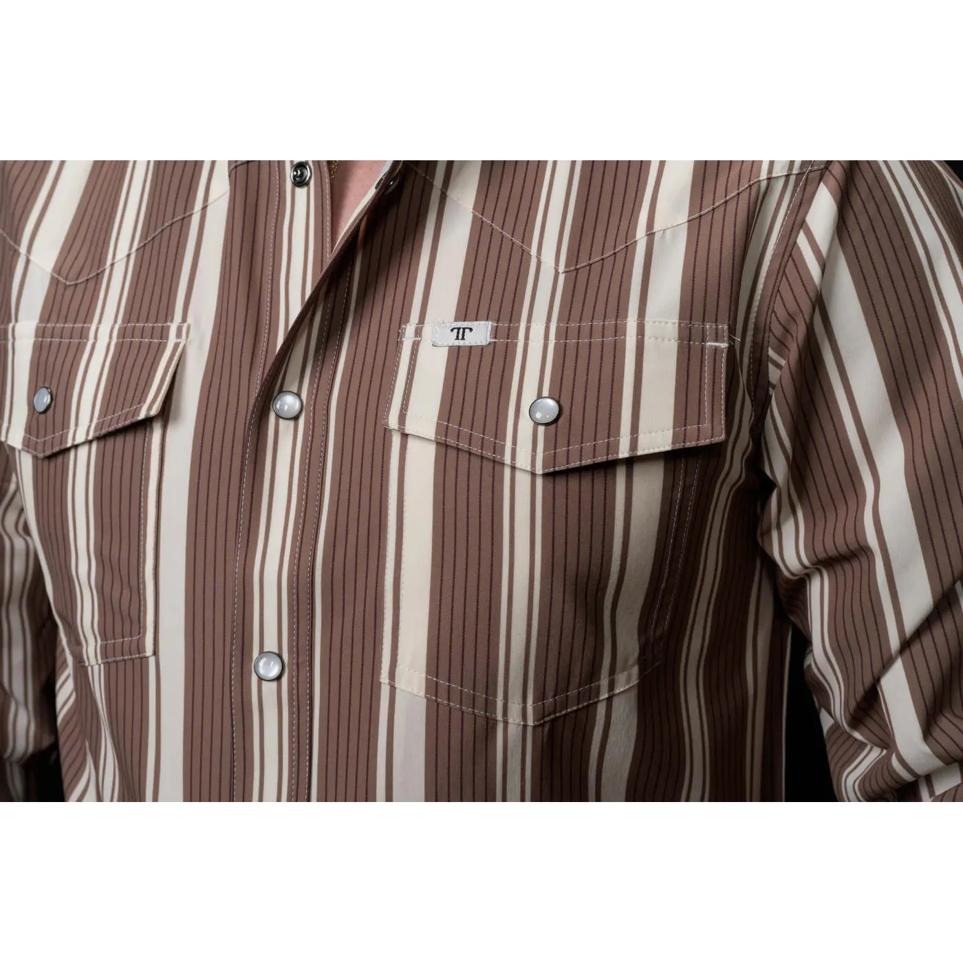 Ferrell Brand Men's The Atlas Long Sleeve Snap Shirt - Brown - Image 3