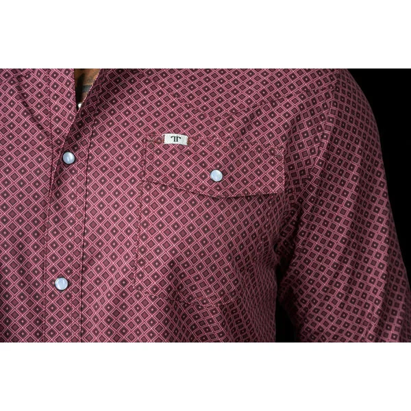 Ferrell Men's The Nicholas Long Sleeve Snap Shirt - Cranberry - Image 3