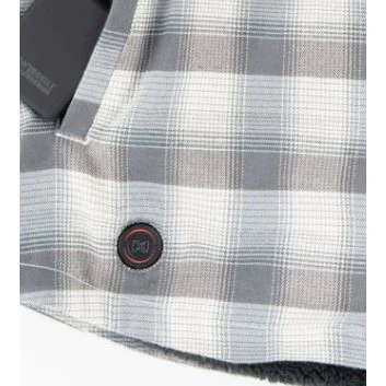 Fieldsheer Men's Flannel Hoodie Heated Jacket- Cream/Grey - Image 3