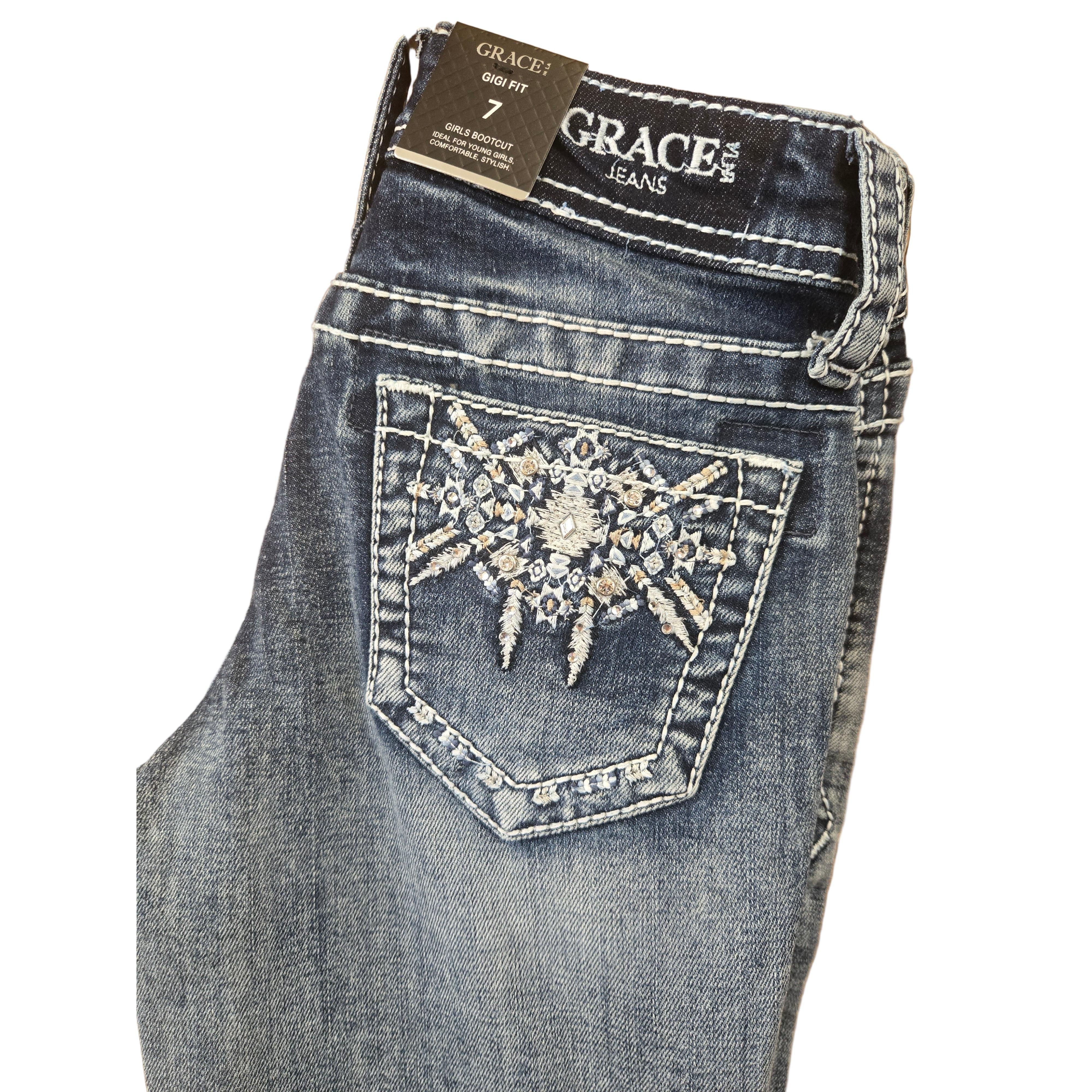 Grace in LA Girl's Aztec Jeans - Blue - Image 2