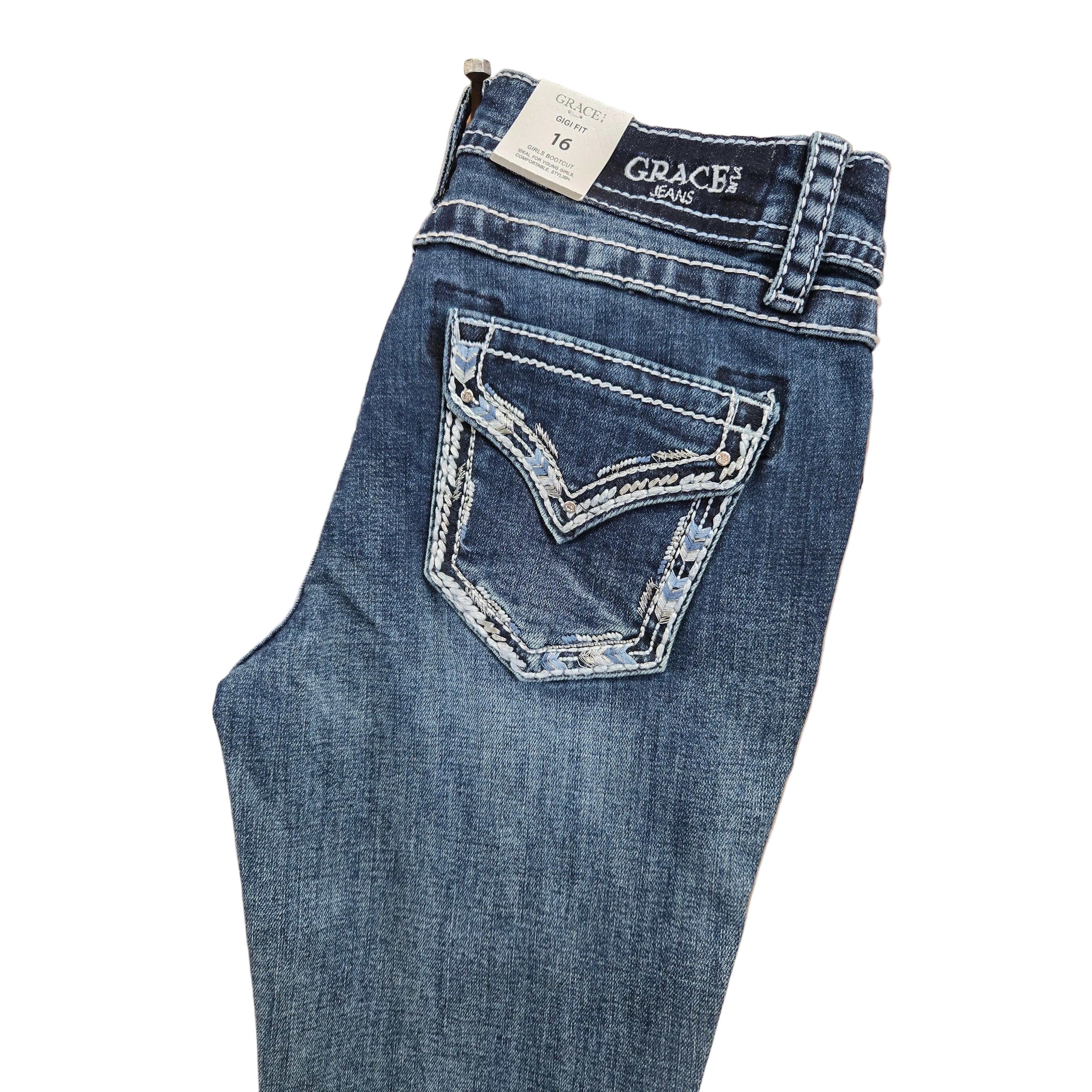Grace in LA Girl's Border Faux Jeans - Image 2