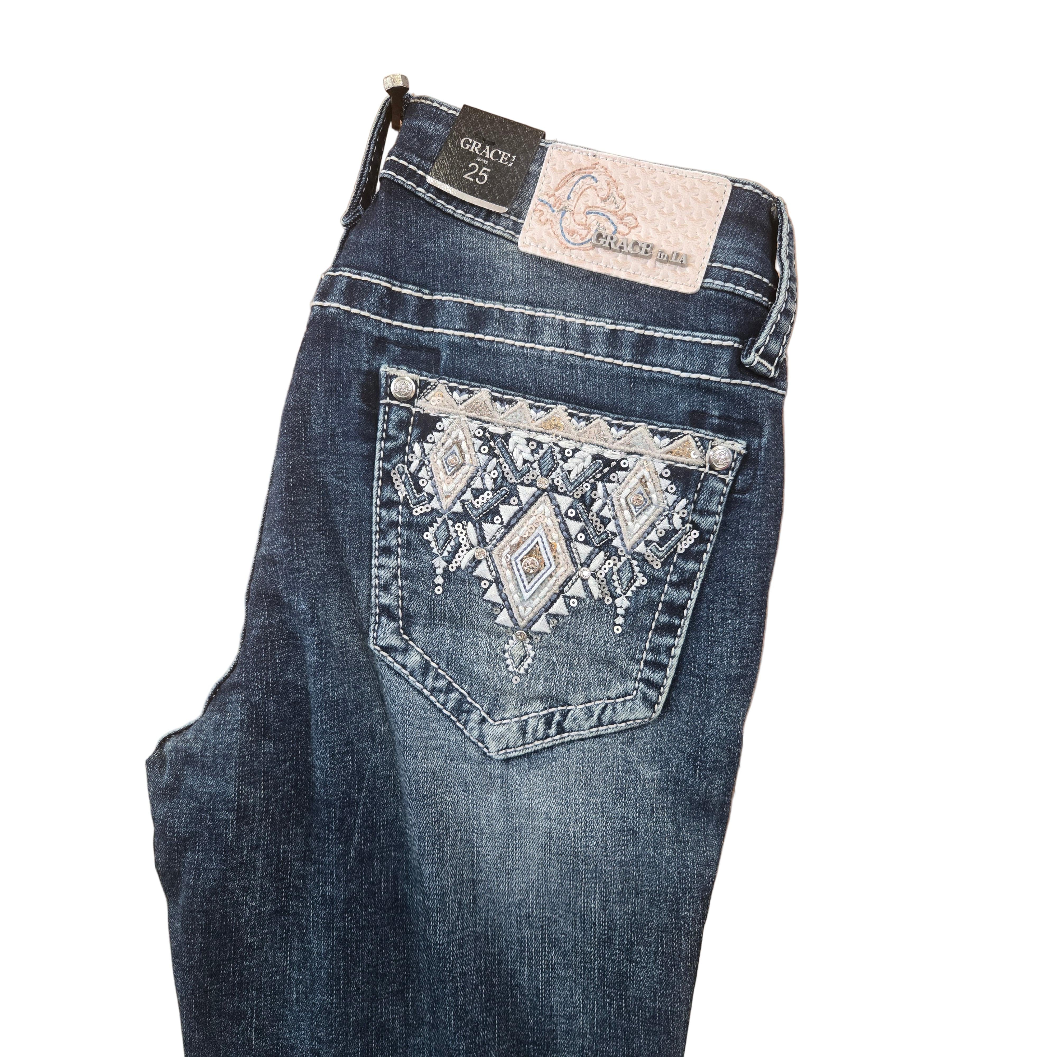 Grace in LA Women's Aztec Bootcut Jeans - Blue - Image 2