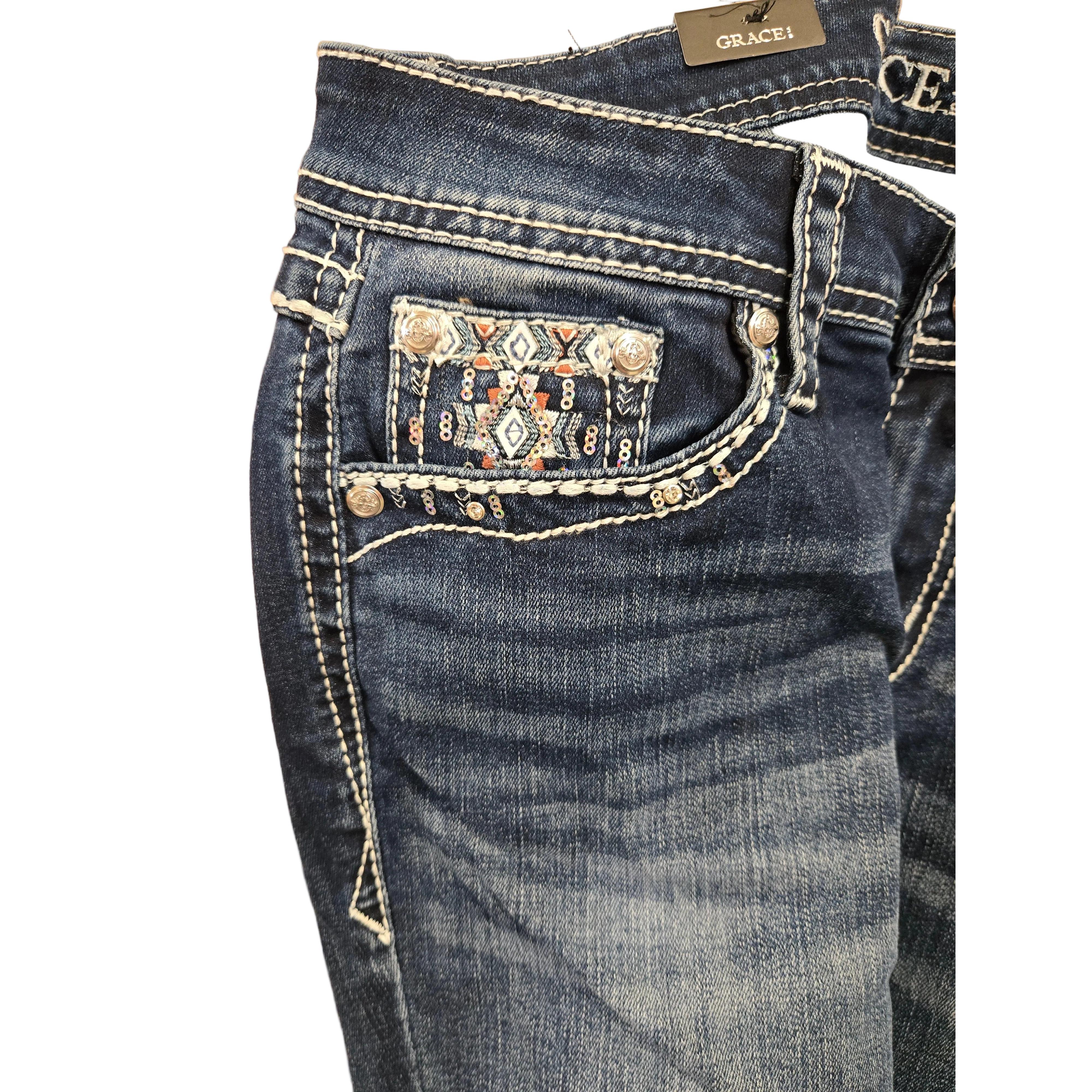 Grace in LA Women's Aztec Flap Jeans - Image 3